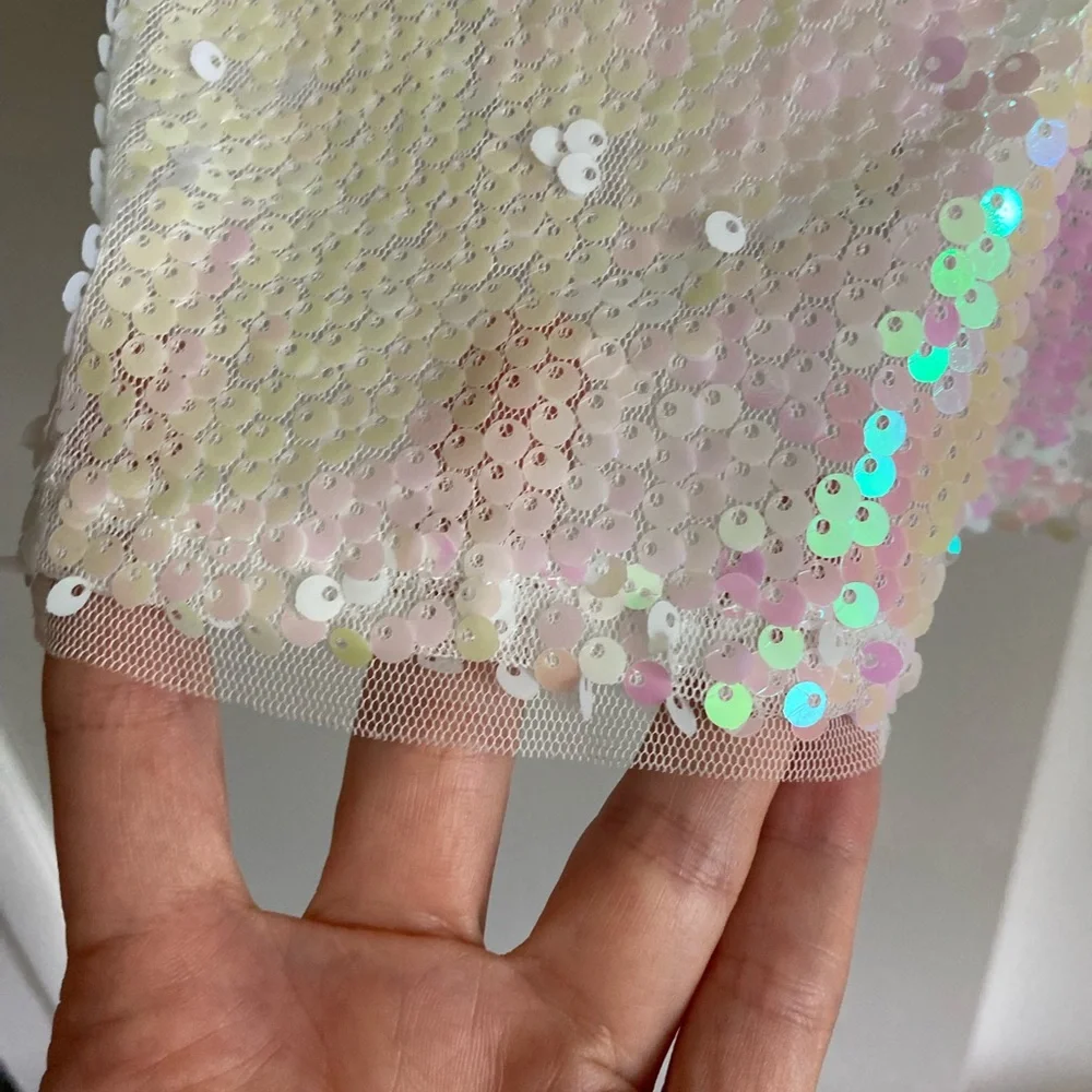Lulu’s Mirrorball White Iridescent Sequin Mini Dress, Sz XL - Picture 12 of 16